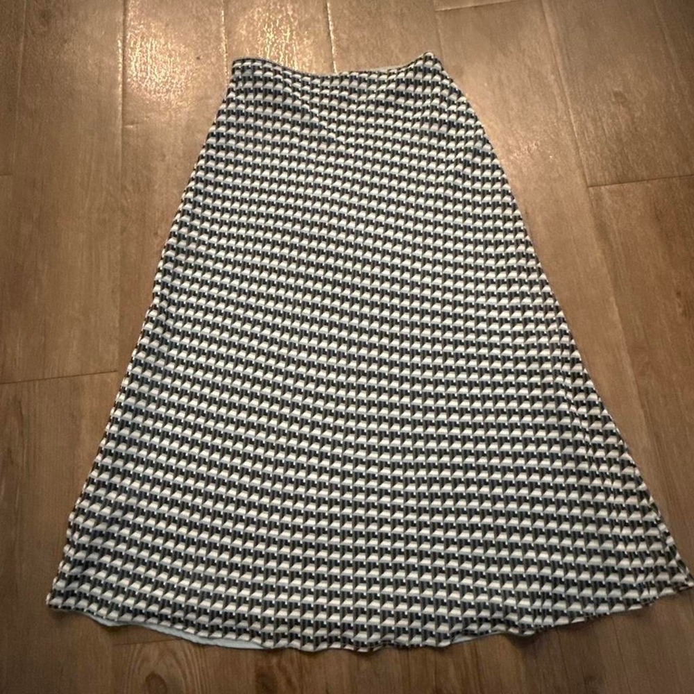 Vintage fairy office siren‎ baby blue geo print midi skirt